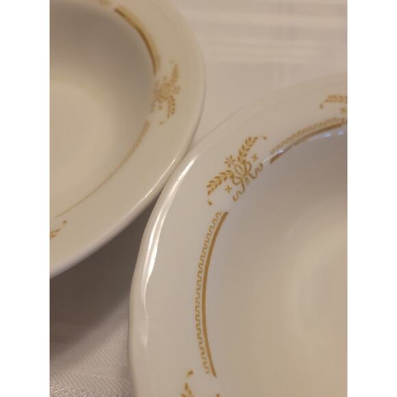 Shenango China USA Bowls Restaurant Ware Heavy White with Golden Band Vintage 2 - Picture 4 of 8